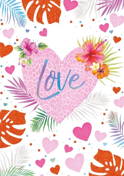 Online Love card with a large pink heart