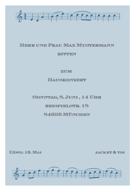 Musiknoten - Weiss - Cocktails Online Einladungskarte mit Musiknoten Weiss.