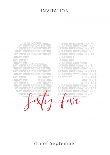 Online Invitation card with 65 sixty-five