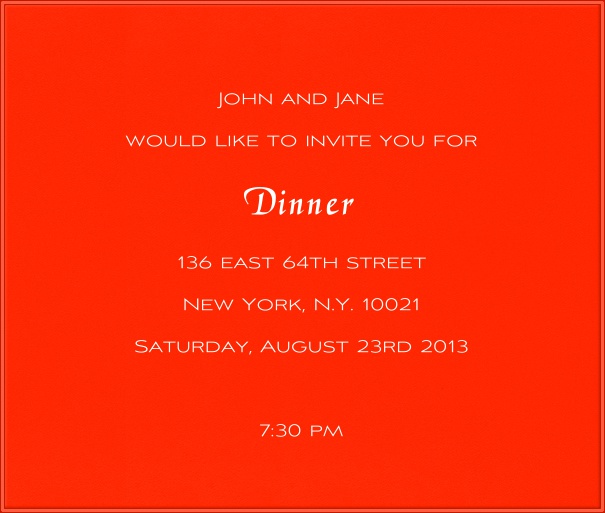 Square Red neon dinner invitation card customizable online.