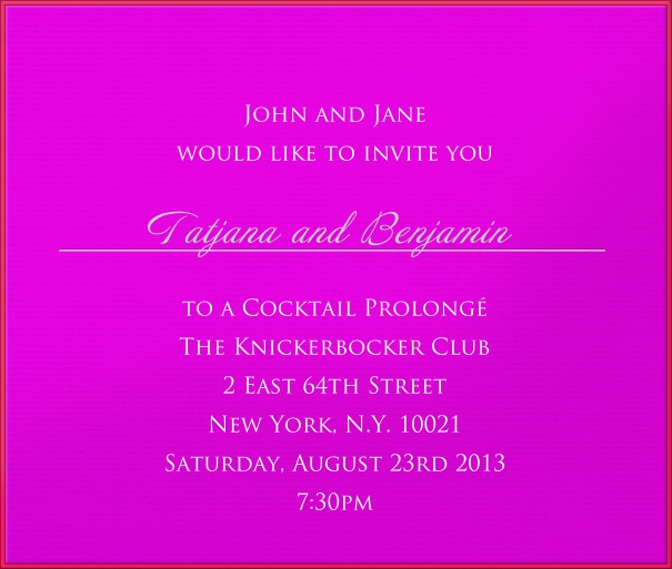 Square Purple Neon Party Invitation template with Red Border.