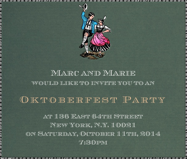 Square Dark Green Dance Invitation template with Dancers and small border.