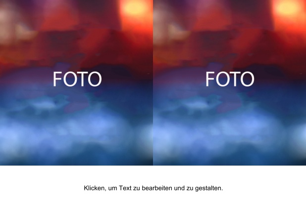 Foto-Karte in Querformat mit 2 Fotofeldern und Textfeld.