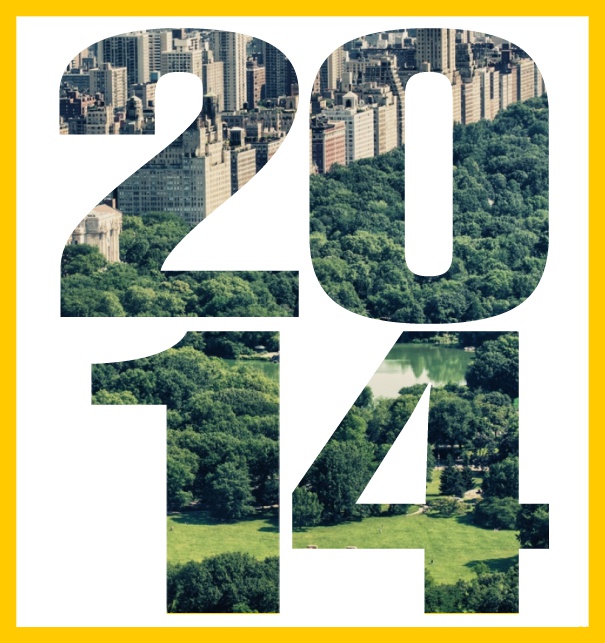 Gründungsjahr 2014 - Gelb - 10. Geburtstag Online Einladungskarte mit ausgeschnittener 2014 für eigenes Image Gelb.
