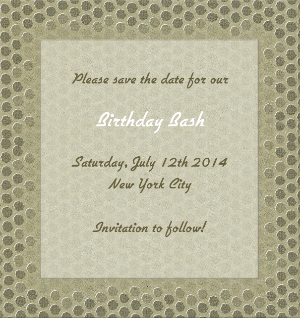 High Grey Modern Event Save the Date Card with Geometric Border.