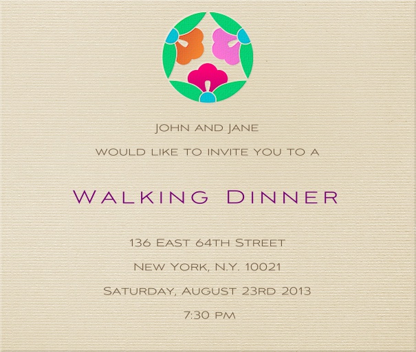 Square Beige Modern Dinner Invitation Design customized with Flower Bouquet.