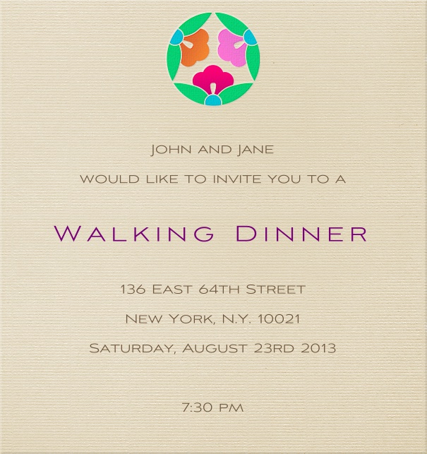 High format Beige Modern Dinner Invitation Design customized with Flower Bouquet.