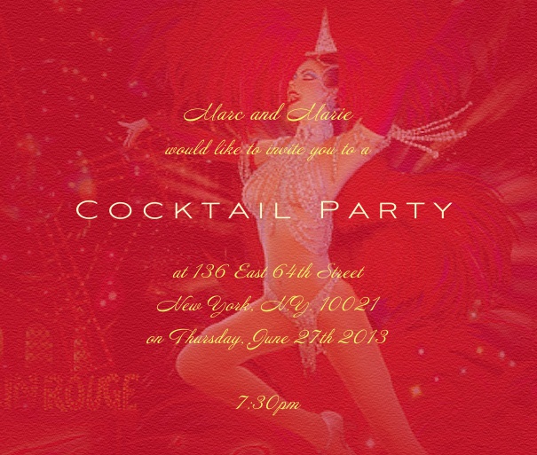 Rote Moulin Rouge Partyeinladungskarte.