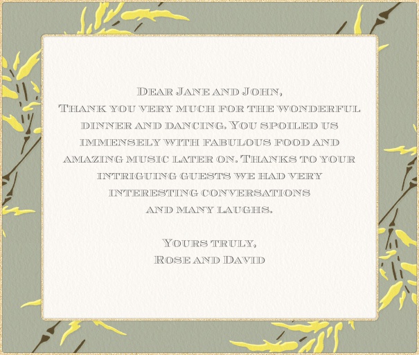Bed in the Cornfield - Free designs Seasonal Modern Chic Note Card with Yellow Flower Border.