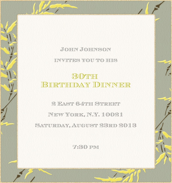 Bed in the Cornfield - Free designs High format White modern themed birthday invitation card with fall motif.
