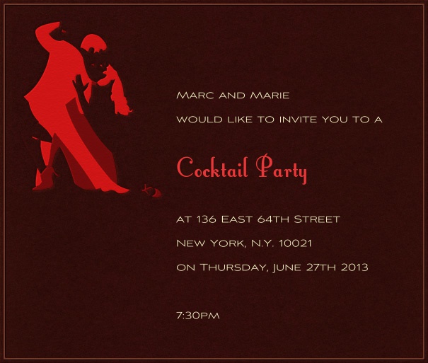 Square Brown Dancing Invitation with Dancing Figures.