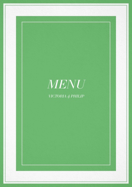 Green menu card with editable text.