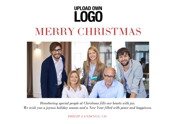 Online Corporate Christmas card with photo field and own logo option.