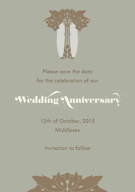 Online invitation card with art nouveau design element.