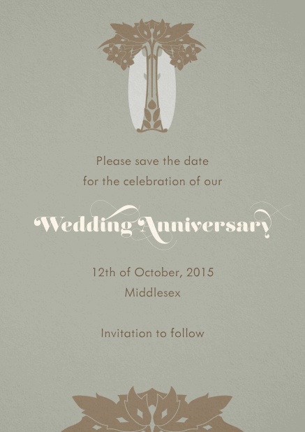 Invitation card with art nouveau design element.