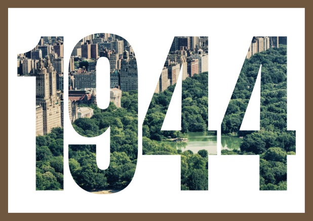 Online Einladungskarte mit ausgeschnittener 1944 für eigenes Image oder Foto Gold.