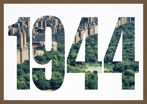 Einladungskarte mit ausgeschnittener 1944 für eigenes Image oder Foto Gold.