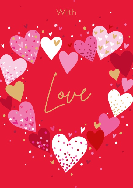 Online Liebesgrusskarte mit Herz aus vielen kleinen Herzchen