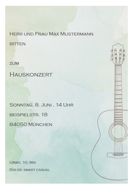 Gitarre - Weiss - Cocktails Online Einladungskarte mit Gitarre Weiss.
