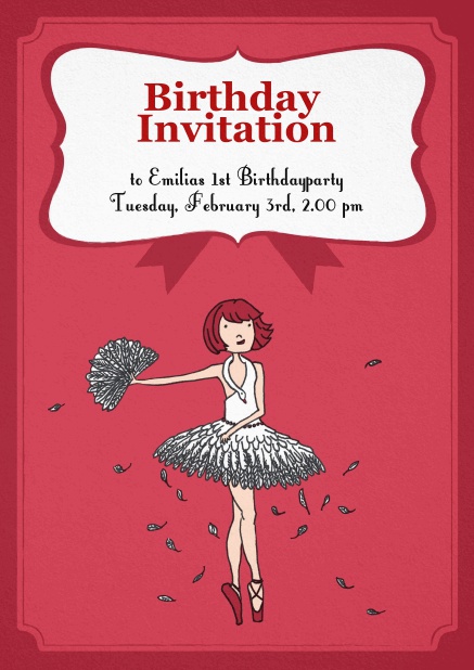Birthday invitation card with ballerina.