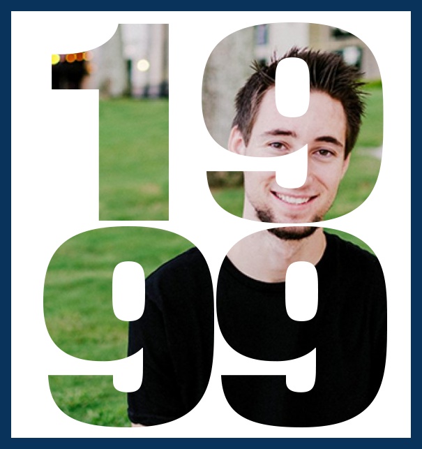 1999 geboren gross - Marine - 20. Geburtstag Große Online Einladungskarte zum 20. Geburtstag mit Rahmen und ausgeschnittenem Geburtsjahr 1999. Marine.