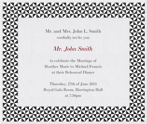 Square Green Formal Celebration Invitation Design with checkered Frame.