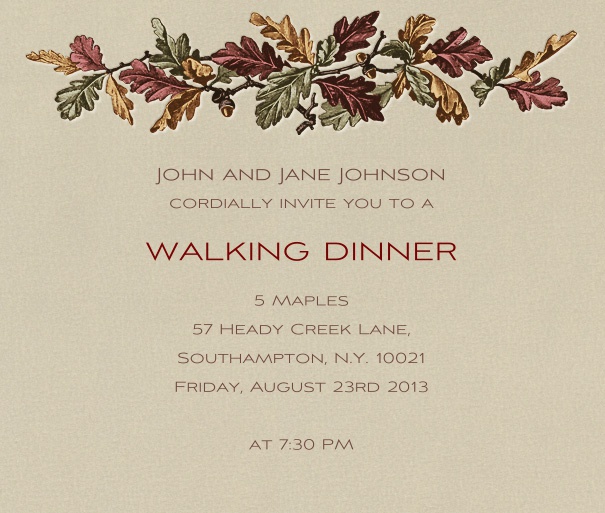 Square Party Invitation Design with Leaves Motif.