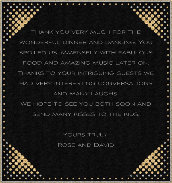 A Night in New York - Cocktails High Black Celebration Card with gold dot border.