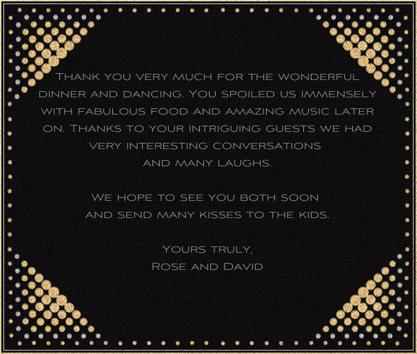 A Night in New York - Cocktails Black Celebration Card with gold dot border.