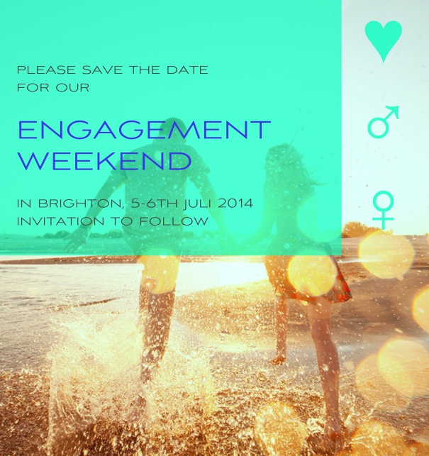 Customizable Photo Save the Date Card with Transparent Green Text Square and Photo Background.