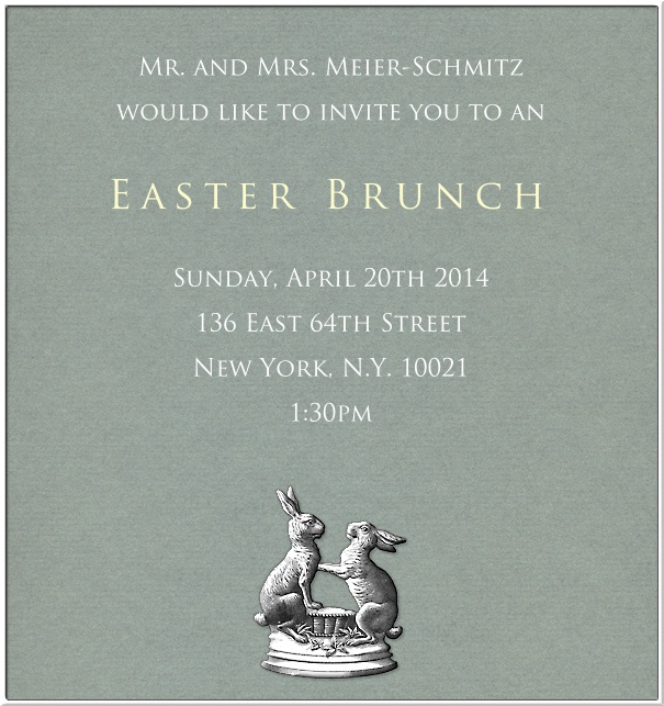 High Easter Party Invitation Card with Bunnies.