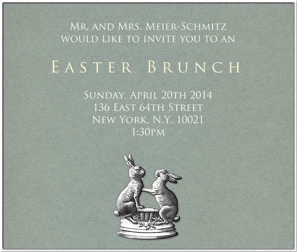 Easter Party Invitation Card with Bunnies.