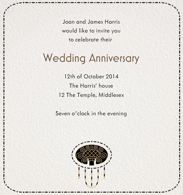 Online formal Invitation for anniversaries with striped border and art-deco motif.