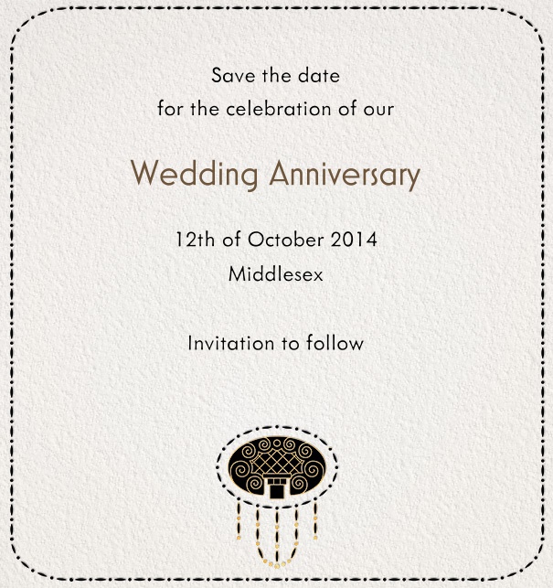 Online Anniversary formal Save the Date with Striped border and art-deco motif.