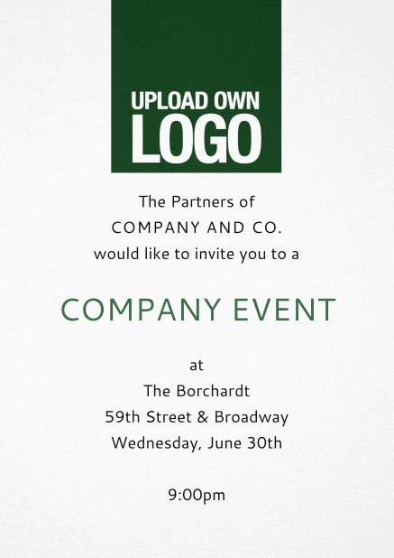 Heckschers Creativity - Green - Corporate Corporate Christmas card with own logo option on dark area. Green.