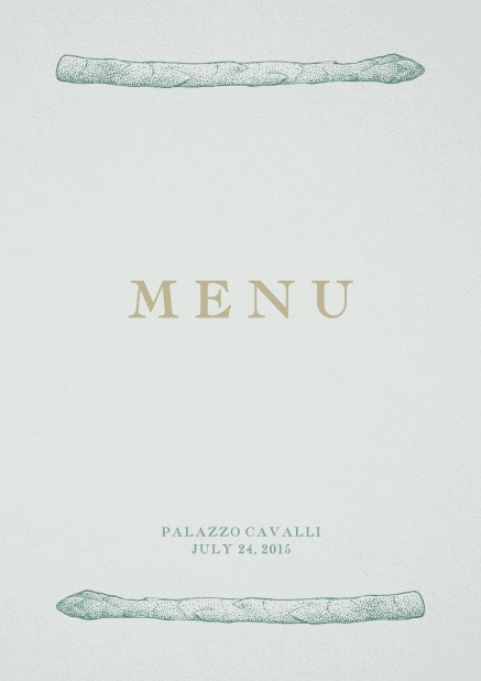 White menu card with two asparagus.