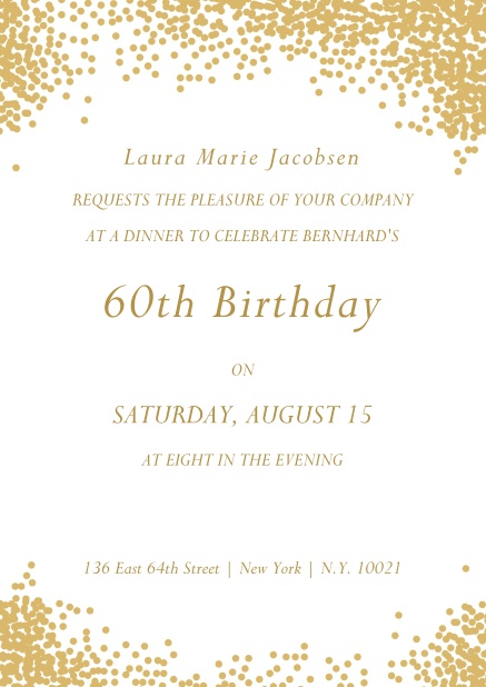 Online invitation with glitter frame for 60th birthday.