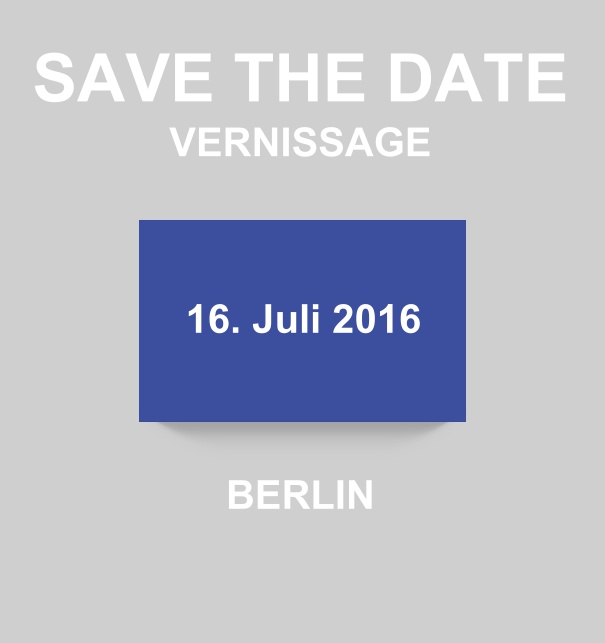 Save the Date online Karte zum Datum vormerken im modernem Look mit farbvariierter Box. Blau.