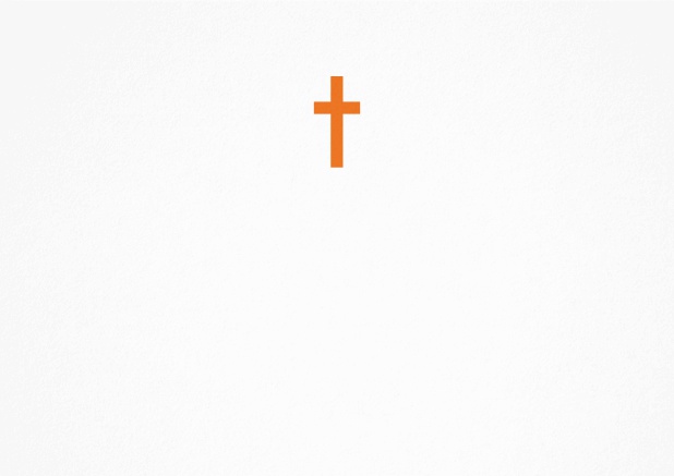 Einladungskarte in Querformat zur Konfirmation, Erstkommunion oder Taufe mit Freuz in Farbvariationen. Orange.
