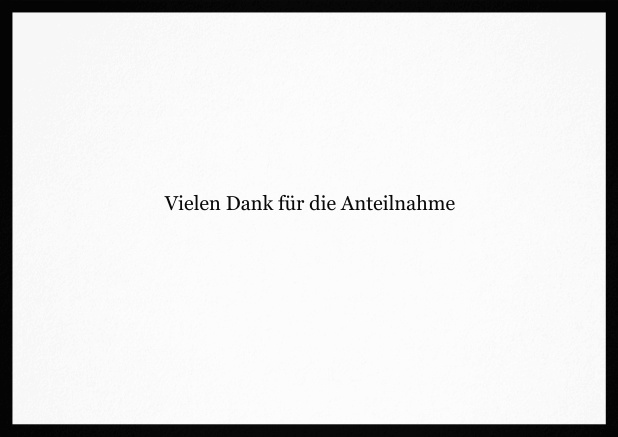 Trauer-Danksagungskarte mit Rahmen in schwarz oder gedeckten Farben. Schwarz.