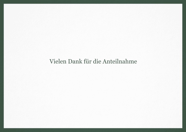 Trauer-Danksagungskarte mit Rahmen in schwarz oder gedeckten Farben. Grün.