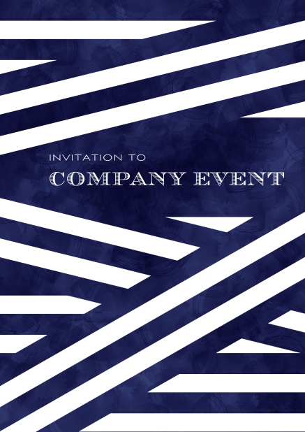 Online Corporate invitation card with fine blue and white ribbon design. White.