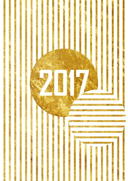 Online Golden Invitation card with a large 2017 on the front.