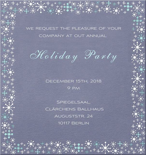 Animated Online invitation card with blinking stars in blue and white.
