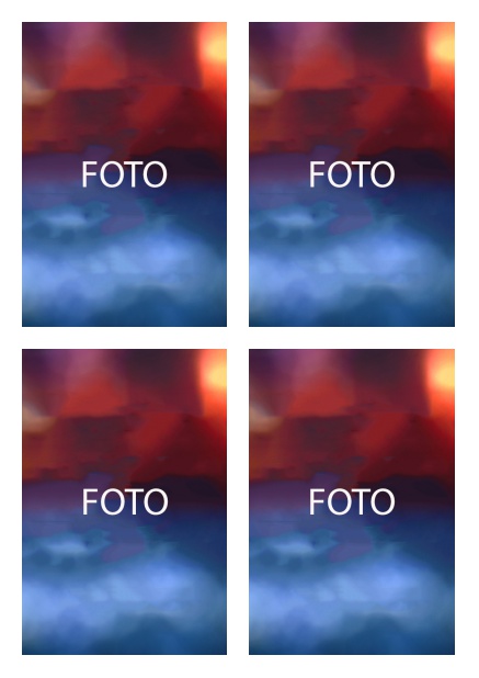 Einfach gestaltete online Fotokarte in Hochkant mit 4 Fotofeldern mit Rahmen zum Foto selber hochladen.