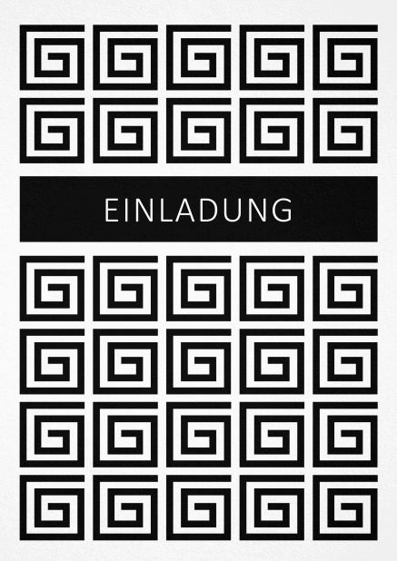 Einladungskarte zum Firmenevent mit coolem Musterdesign in Schwarz