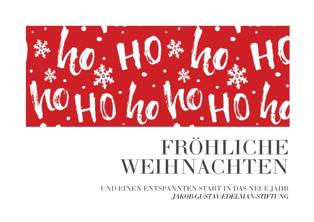 Weihnachtskarte für Firmen mit großer Ho ho ho Illustration. Grau.