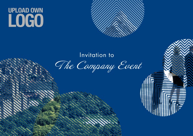 Online Corporate invitation card with circle photo fields in blue