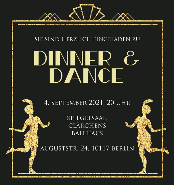 Goldene Zwanziger Online Einladungskarte mit tanzenden Frauen