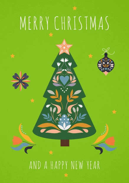 Grüne Weihnachtskarte mit Merry Christmas Text